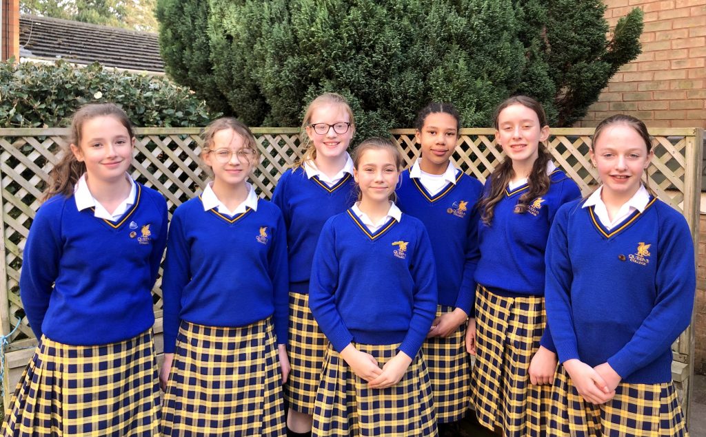 Students stood in a row