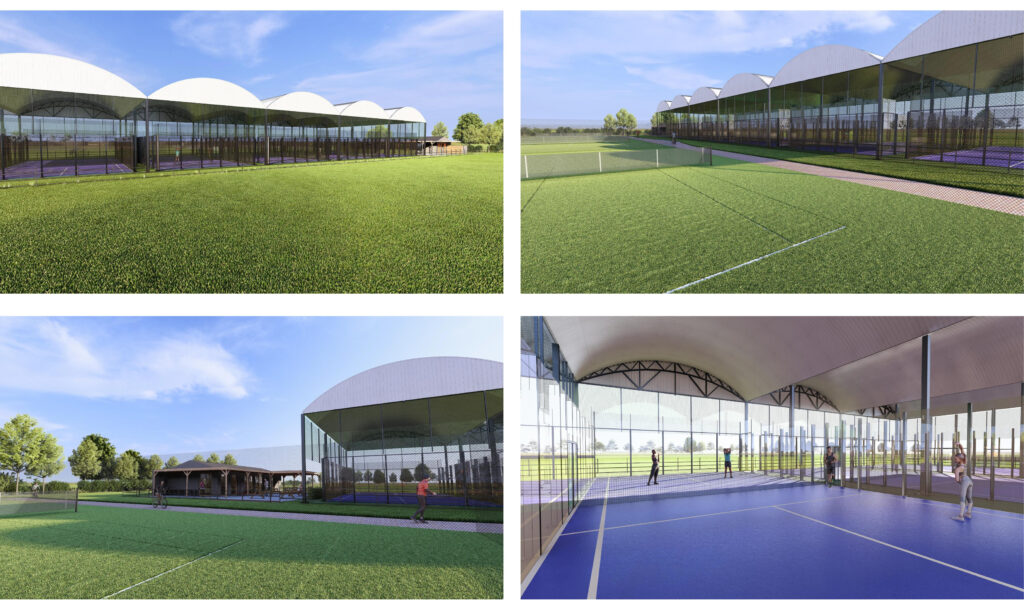 An architects drawing of the Queen's College Padel Courts