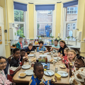 Boarders in the Cotlake kitchen. 